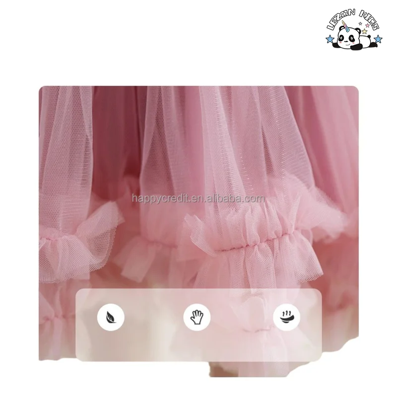 LEZONKIDS - Vestidos de tule rosa de manga longa com laço personalizável boutique para meninas, vestidos de princesa de tule para festa de aniversário